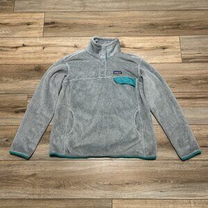 Women’s Patagonia Snap T Fleece SZ Large Gray Green Fleece Pullover Jacket